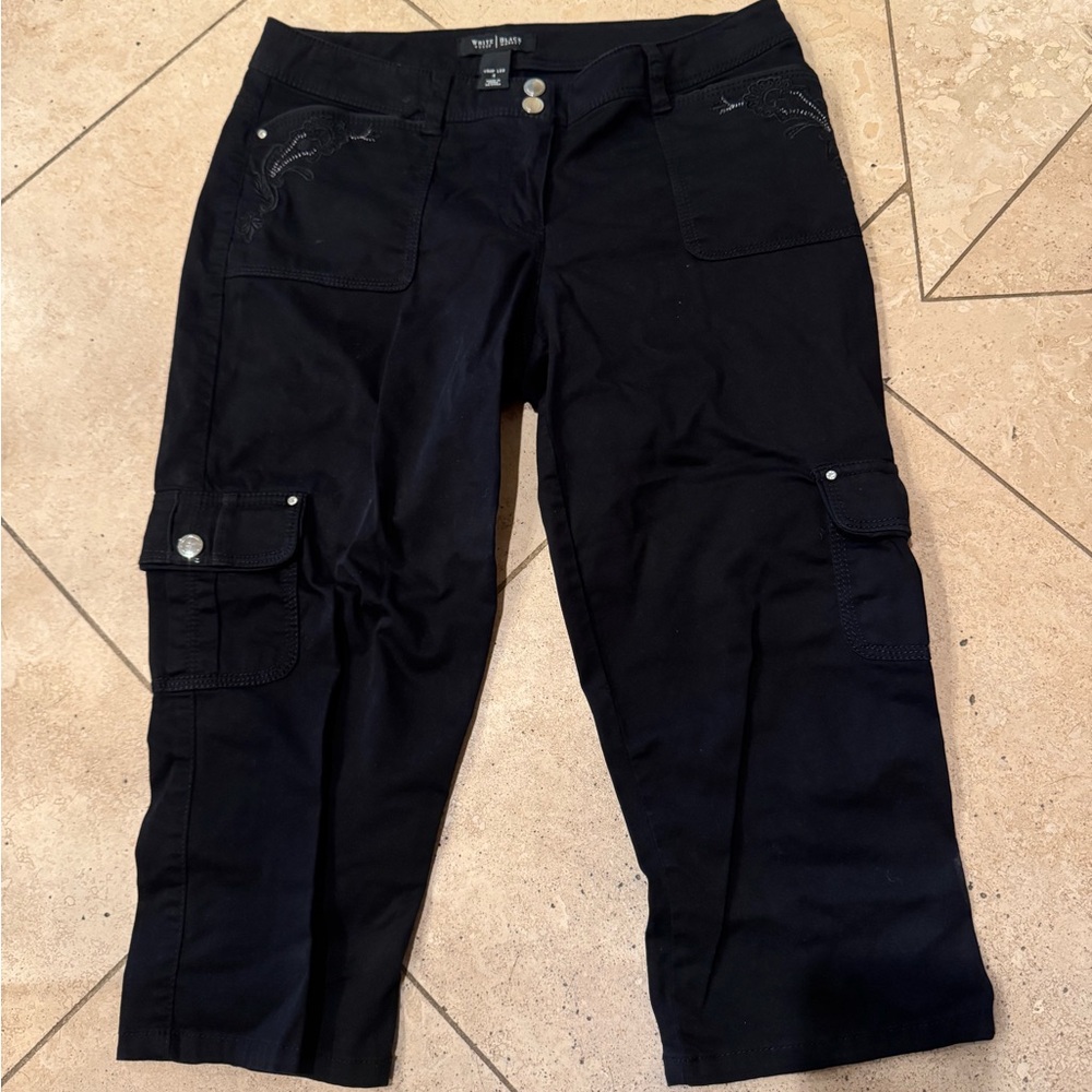 White House Black Market Black Crop Leg Cargo Pants